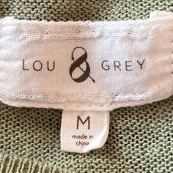 Lou & Grey Linen Blend Moss Green Striped Sweater MEDIUM Nautical Coastal Summer - Picture 7 of 8